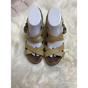 Dansko Frida Wedge Strappy Heel Sandal Leather Light Tan Women's Size 40 9.5